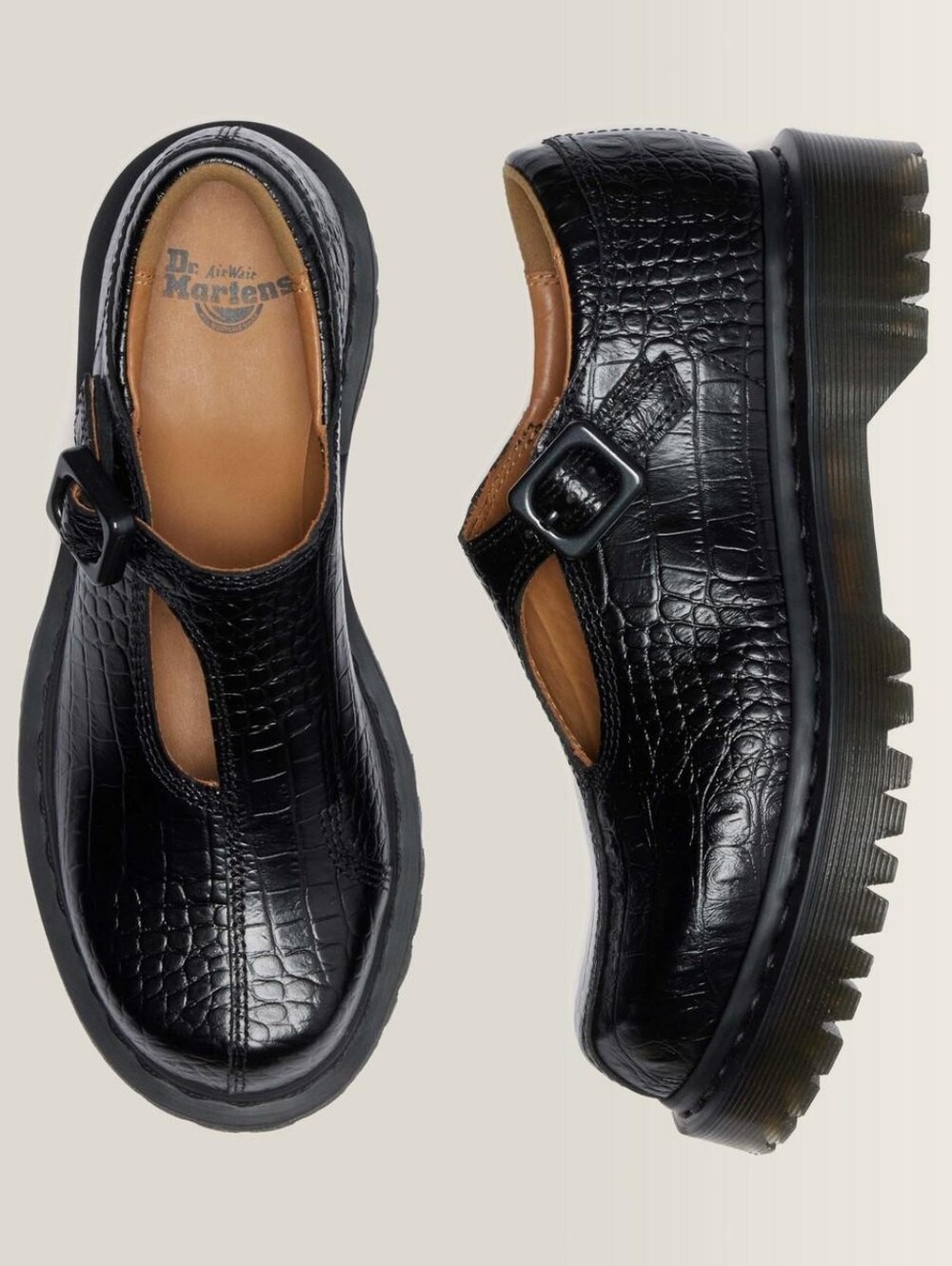 Dr. Martens Rejena Croc Emboss Leather Bex Mary Jane Black Size 9 NWOT - Picture 1 of 17